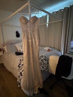 Size 4 Gold Beaded Sequin Formal Gown