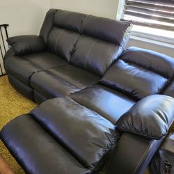 Leather Couch, Electric Recliner Ends