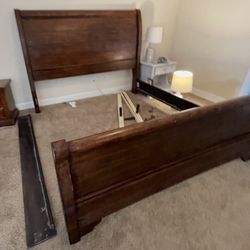 Brown Sleigh Bed Frame - King
