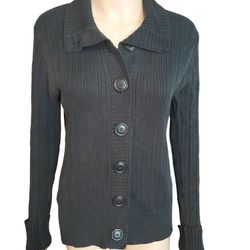 Women's Juniors H&M Black Button Down Sweater Size M