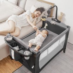Baby Bassinet 5 in 1 Bedside Sleeper, Crib, Playpen