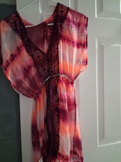 Tie-Dye Chiffon Dress with Lace cover