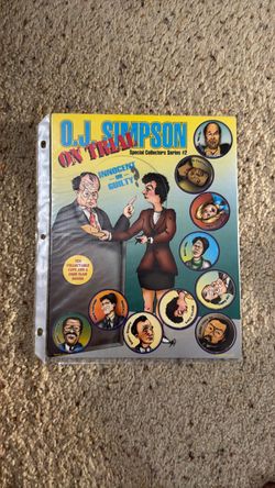 Vintage 1995 OJ Simpson On Trial Pogs Complete Unpunched Collector Sheet #2