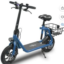 Phantomgogo Commuter R1 - Electric Scooter for Adults - Foldable Scooter with Seat & Carry Basket 15MPH 265lbs Max Load E Mopeds for Adults (Blue)