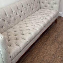 Sofa Tufted Beige Sofa – Excellent Condition