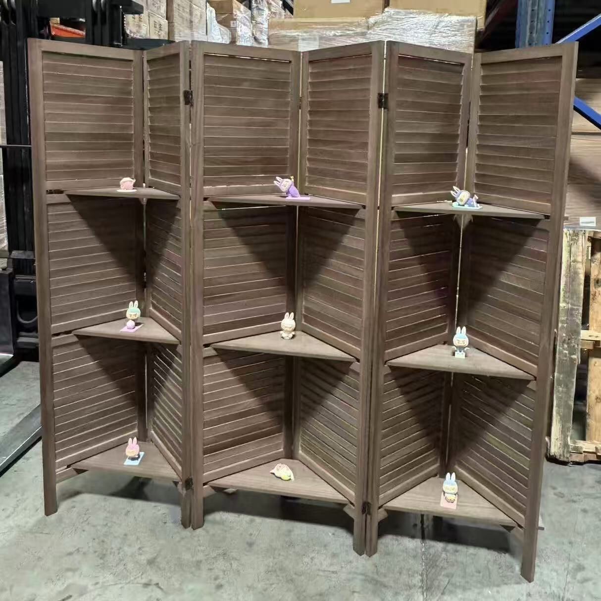 New In Box 6 Panel 67x16 Inches Each Panel Wooden Privacy Wall Home Decor Office Room Divider Vintage White Or Brown Color