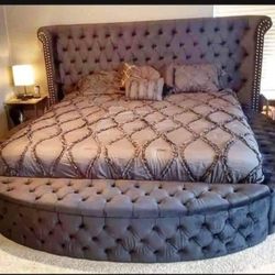 💥Free Delivery 💥 Queen Circle Bedframe With Storage Sides And Footboard 👉$50 Down/GetNowPayLater 