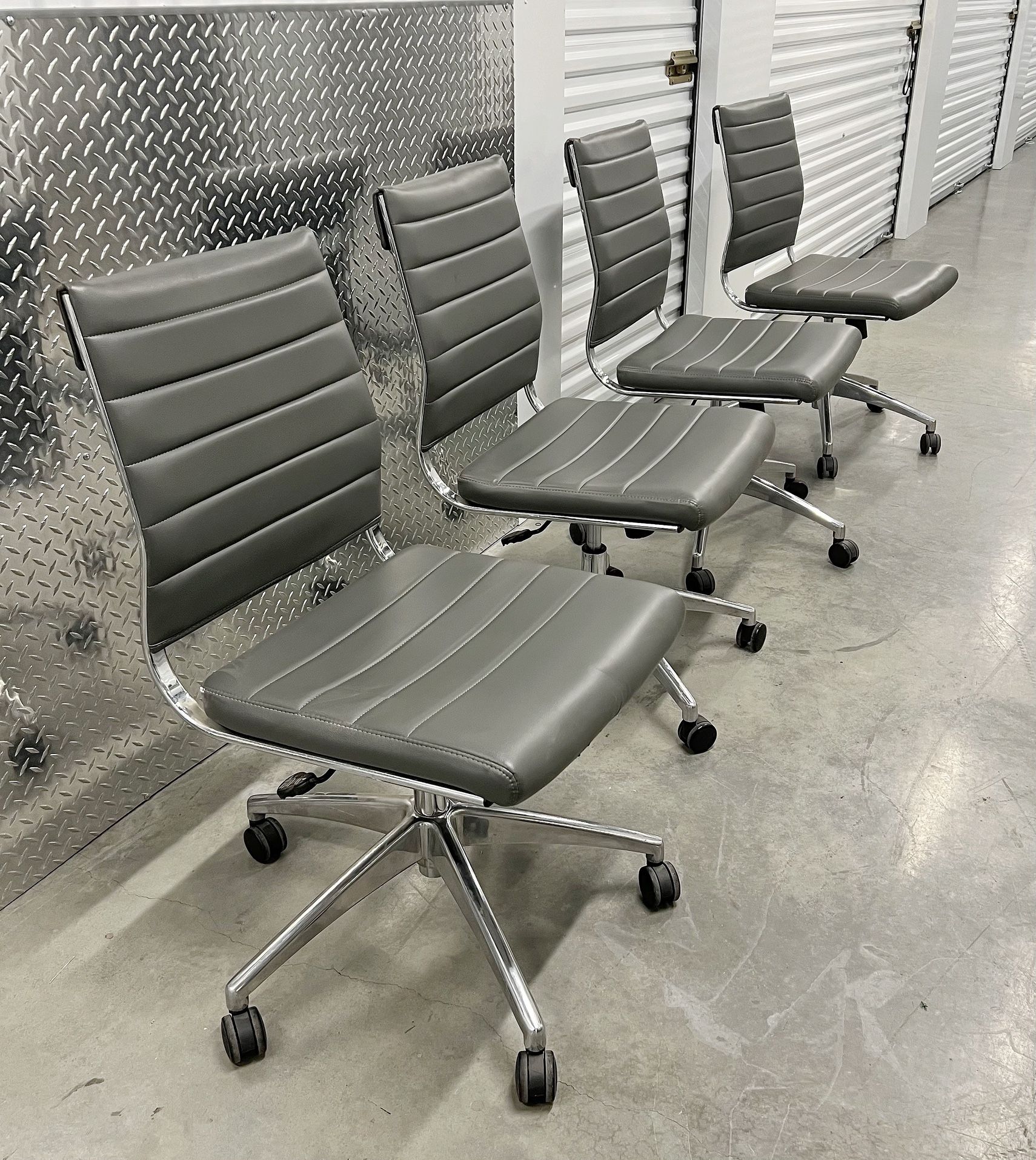 Set Of 4 Modway Grey Armless Mid back Office Chairs 