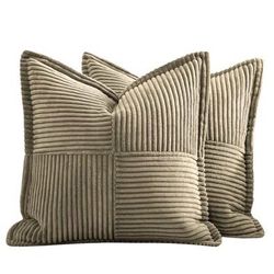Set of 2 Olive Green Throw Pillow COVERS | 20" x 20" | Only Used for Staging