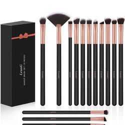 Eye Makeup Brushes Set 15, Eyeliner Eyeshadow Blending Brush, Wool Make Up Brush Set Eyeshadow Lip Brush for Beautiful Female (Black)
