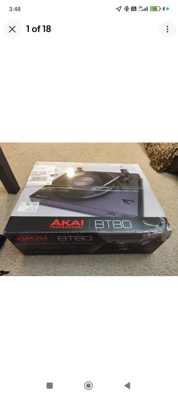Akai BT80 Turn Table With LP Beatles Led Zeppelin U2