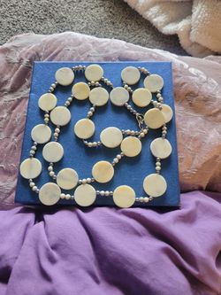 1970's Round Agate Disc Necklace (30")