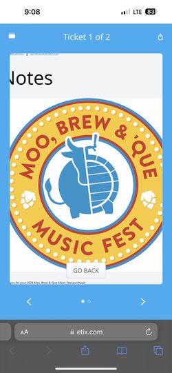 2 Tickets to 2023 Moo, Brew & ‘Que Music fest In Charlotte April 15,2023