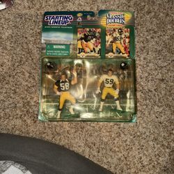 1999 Jack Lambert Jack Ham Pittsburgh Steelers Kenner Starting Lineup. Cardboard is lifting on bottom & sides but figures haven’t been removed. Cardbo