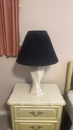 Table Lamp with Black Pleated Shade