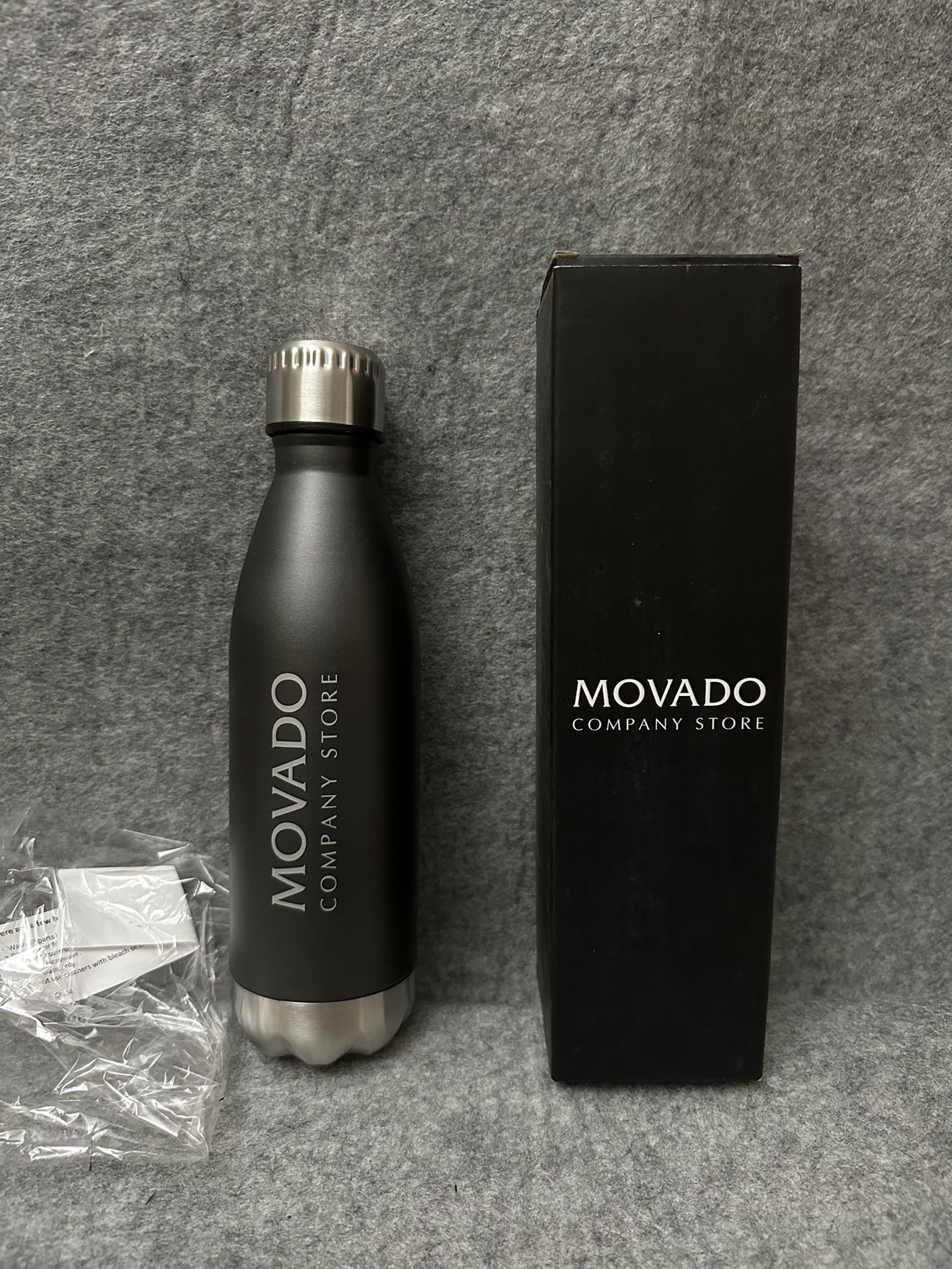Movado Stainless Steel Water Bottle Black/silver 17oz/500ml NIB