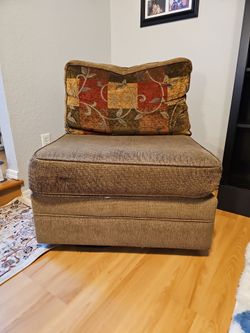 Armless Accent Chair with Decorative Pillow