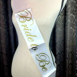 Bride To Be White & Gold Party Sash $12