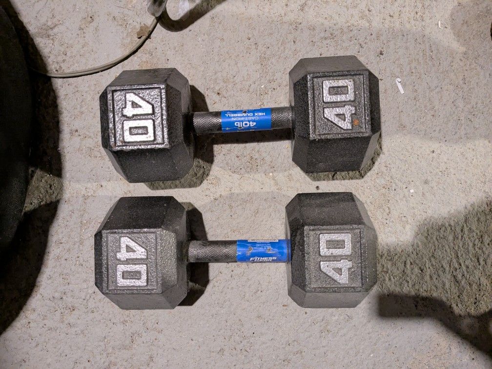 Pair Of 40 Lb Dumbbells. Hex Weights. Price Reduced!