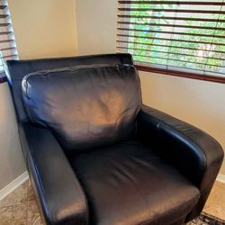 Full Set: Large Leather Chair, Accent Chair And Ottoman