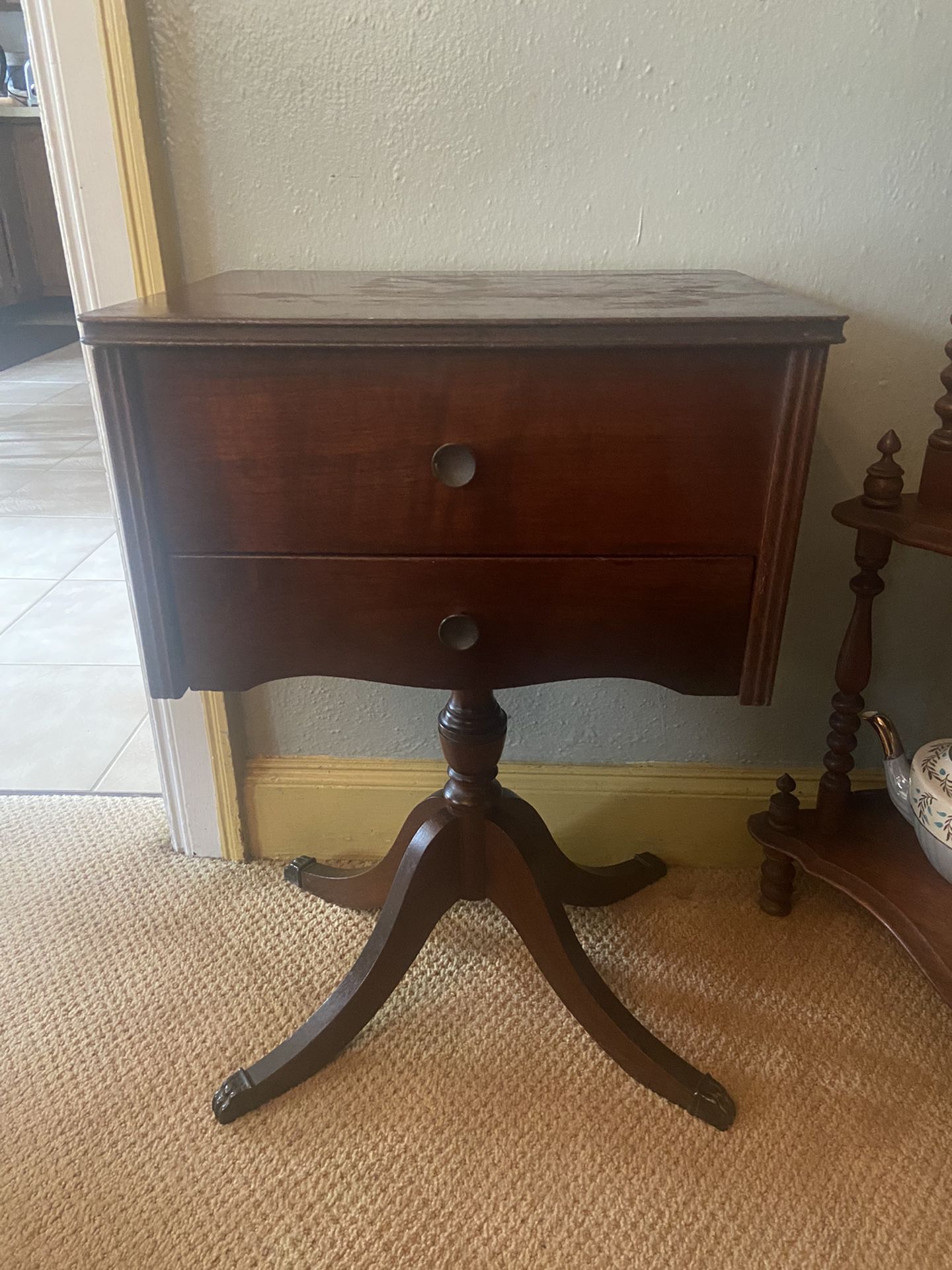 Antique Sewing Cabinet Stand (16”w x 12 1/4”d x 24”h)