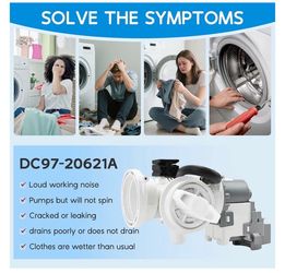 Samsung Washer Drain Pump Upgraded Upgraded DC97-20621A DC97-20621C (OEM) Washer Drain Pump Assembly for Samsung, for WF46DBH500AWA5 WF45R6300AW/US WF