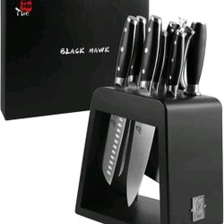 TUO Kitchen Knife Set - 10 Pieces Knife Set with Wooden Block - Premium Forged
