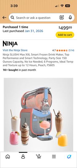 New in Box Ninja SLUSHi Max XXL Smart Frozen Drink Maker