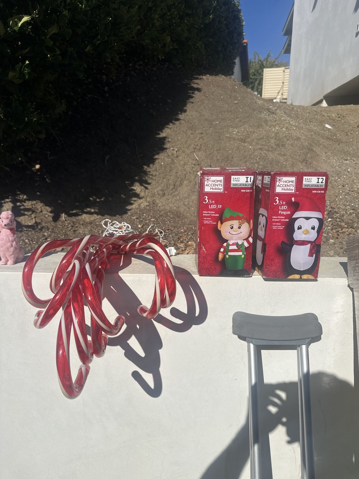 Christmas Inflatables And Candy cane Lights 