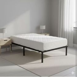 Metal Bed Frame, Non-Foldable Platform Bed, Easy Assembly, Twin, 39W x 75L x 12H in, Black