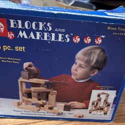 90’s Wooden Toy Blocks and Marbles 