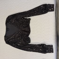 SEQUIN BLACK CROP TOP