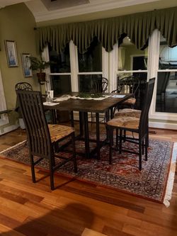 High-Top Square Dining Table + 6 Counter Chairs – Full Set $275