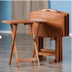 Dylan 23.62 in. Oversize Teak 5-Piece Snack Table