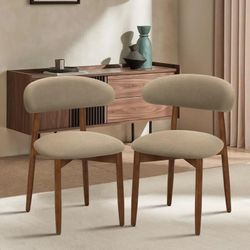 2 Maylon Upholstered Solid Wood Dining Chairs