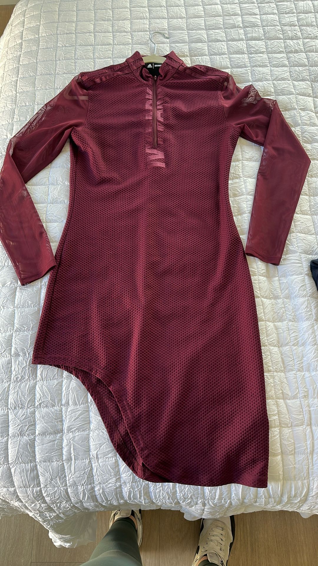 ivy park burgundy dress MESH A-line High Neck Tea 692 Size:07+ The Cordelia Dress in