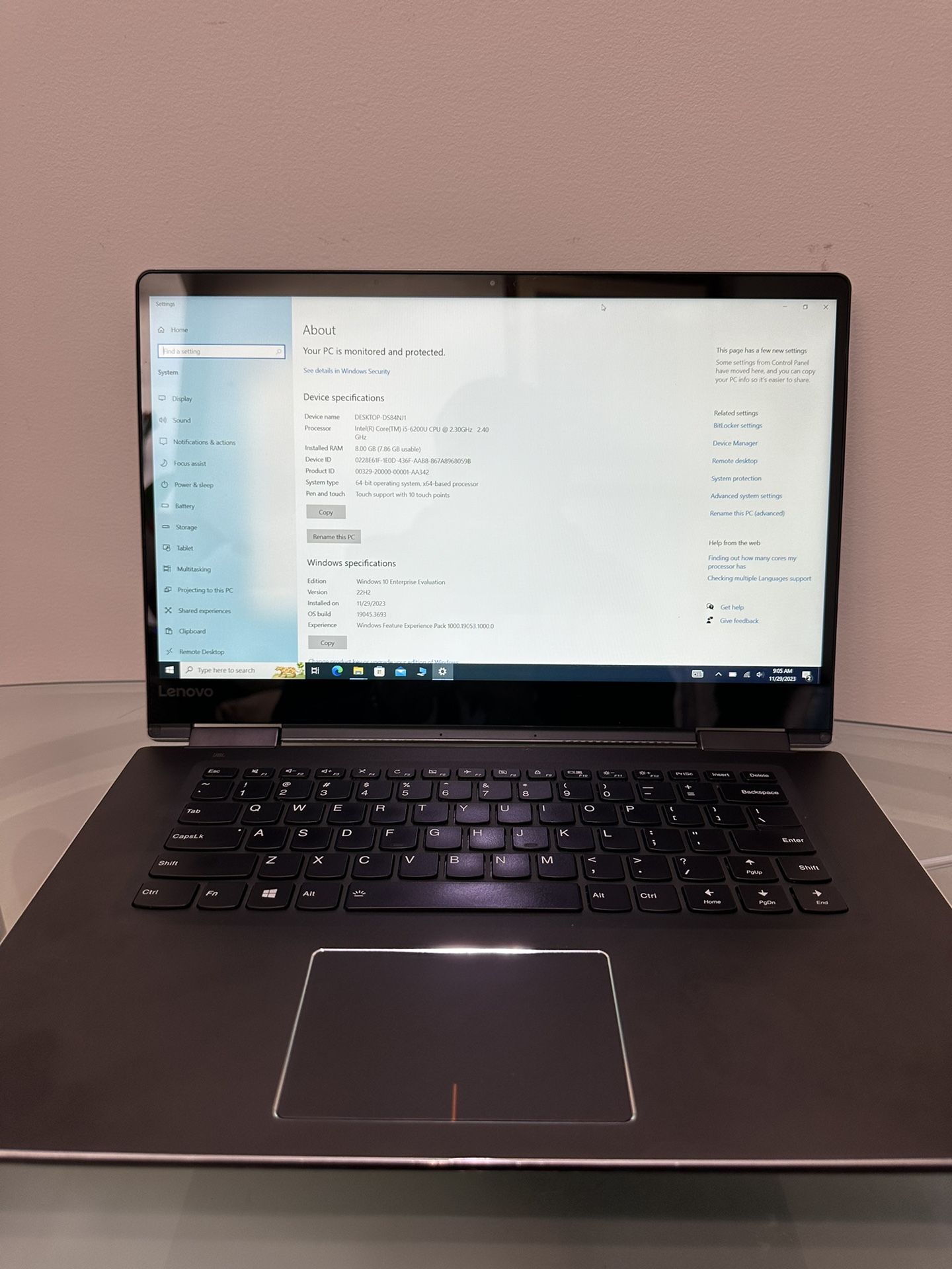 Lenovo Yoga 710,  Intel(R) Core(TM) i5-6200U CPU @ 2.30GHz 2.40 GHz 