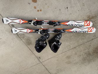 Salomon 160cm Skis Bindings + X Pro Ski Boots Mondo 28.5 Bundle Pickup