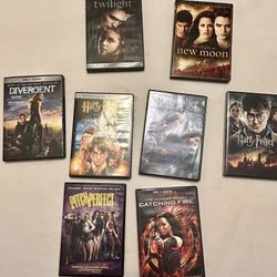 Popular Teen Movies DVDs, Lot of 8 ~ Twilight, Divergent, Harry Potter…