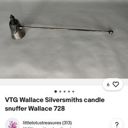 VTG WALLACE Silversmiths Candle Snuffer, Wallace 728