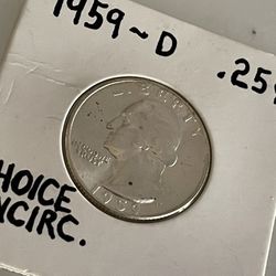 25 cents 1959 D. Collectible Coin USA 