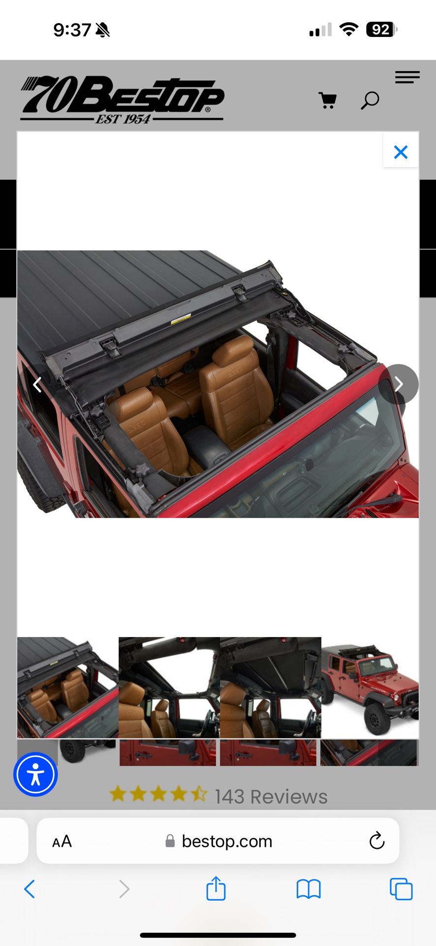 Bestop Sunrider Twill Top Jeep Wrangler JK