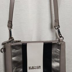 Kenneth Cole Reaction Crossbody Metalic Silver FAUX LEATHER PURSE SHOULDER STRAP