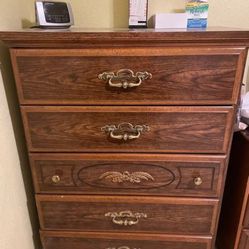 Wooden Dresser With Brass Handles 