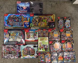 HUGE POKEMON LOT ETBS , BOOSTER BOXS , BLISTER PACKS AND SO MUCH MORE!