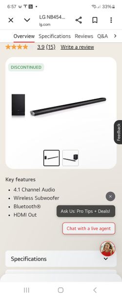LG Sound Bar With Subwoofer