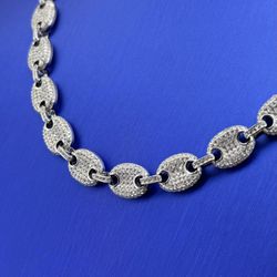 925 Sterling Silver Gucci Puff Mariner Link Necklace With Cz Stones 24” 73.75 Grams 177436 1