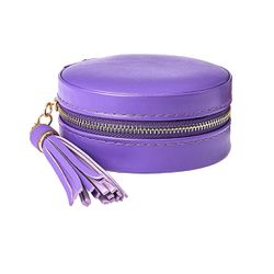 Purple Round Compact Jewelry Box with Tassel appx 9.5x4.5cm  