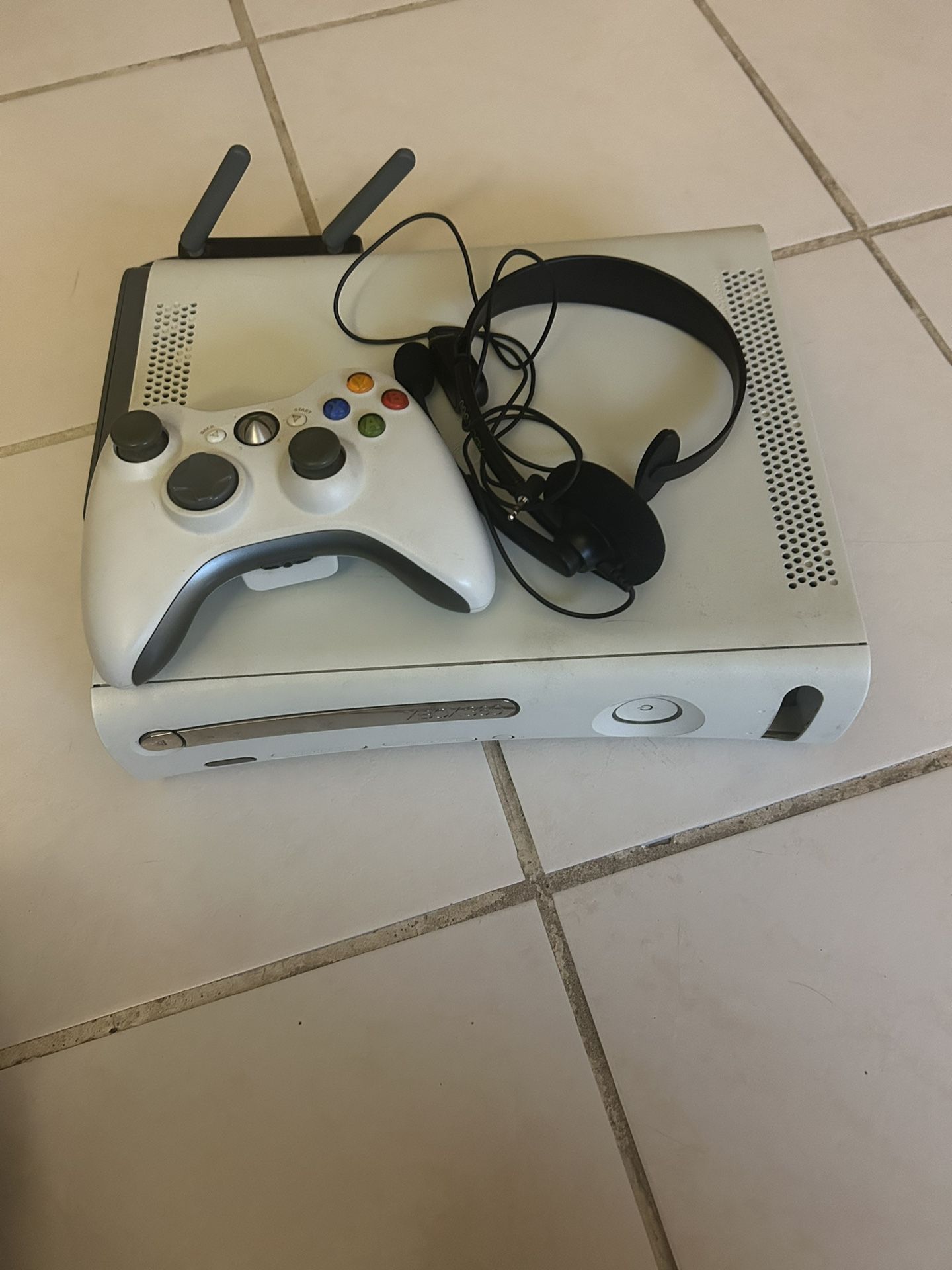 Xbox 360 with headset and wifi adapter