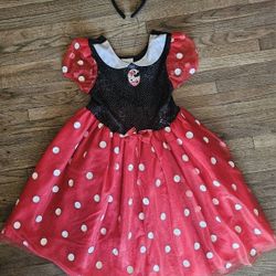 DISNEY KIDS  PARTY DRESS  MED SIZE 7/8 &  A MINNIE EARS HEADBAND  